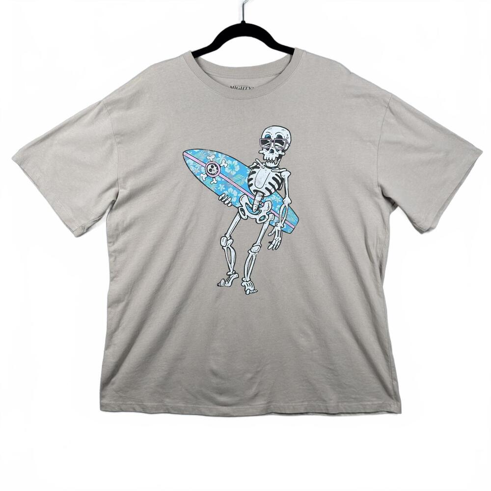 Mighty Fine Men's Graphic‎ T-Shirt with Skeleton Surfer Print SEE PICS